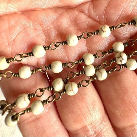 Long beaded Ethiopian cross chalcedony necklace - Picture 10 of 14